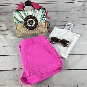 NWOT J. Crew Bright‎ Bubblegum Pink Chino’s Shorts Size 00 Barbiecore Preppy